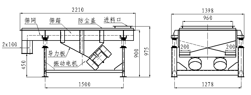 1020直線振動(dòng)篩結(jié)構(gòu)圖